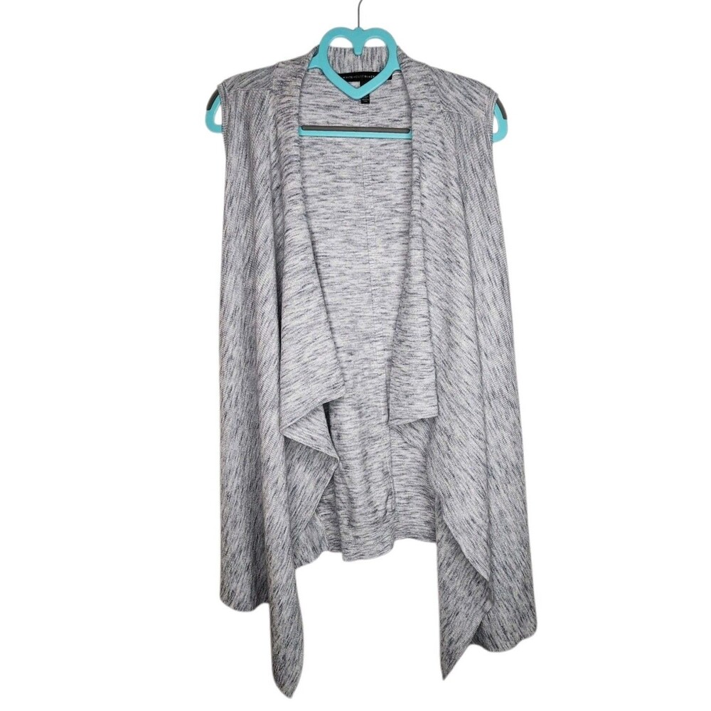 White House Black Market Draped Open Front Cardigan Size Large Marbled Grey